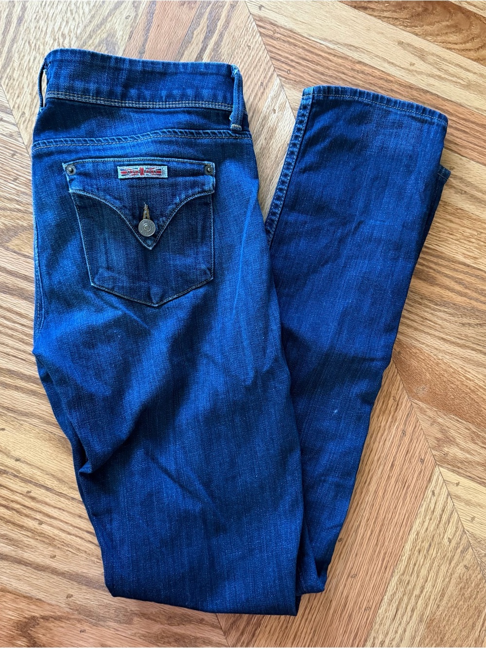 Hudson Signature Flap Pocket Skinny Jeans Dark Wash Size 28 Made in USA